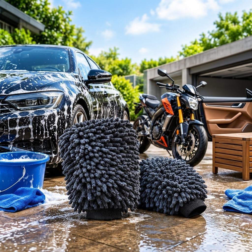 Microfibre Washing Gloves for Car and Bike